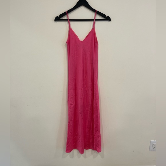 rag & bone Midi Slip Dress Size 2 Hot Pink Silk Blend - Picture 2 of 6